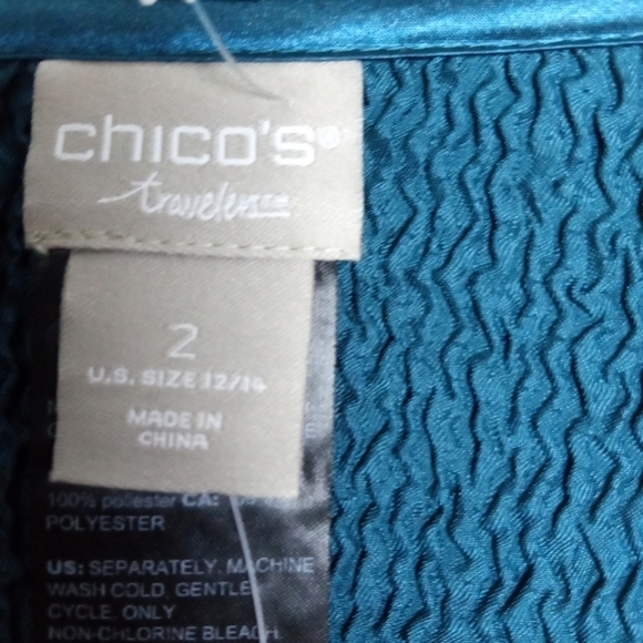 NWT Chico's Traverlers Emerald Green Button Up Cardigan/Blazer size 2 or 12/14 - Picture 5 of 9